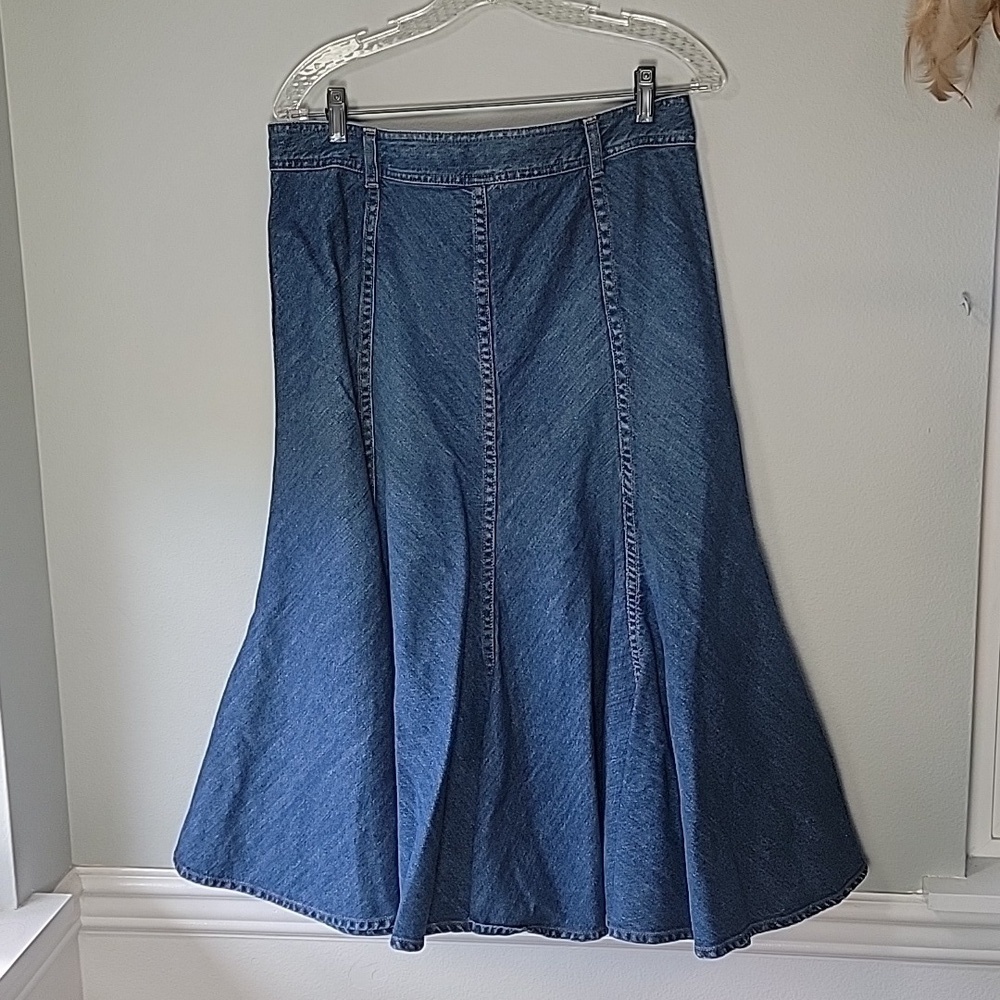 FOR JOSEPH MIDI length Mermaid cut flare denim skirt - Picture 6 of 6